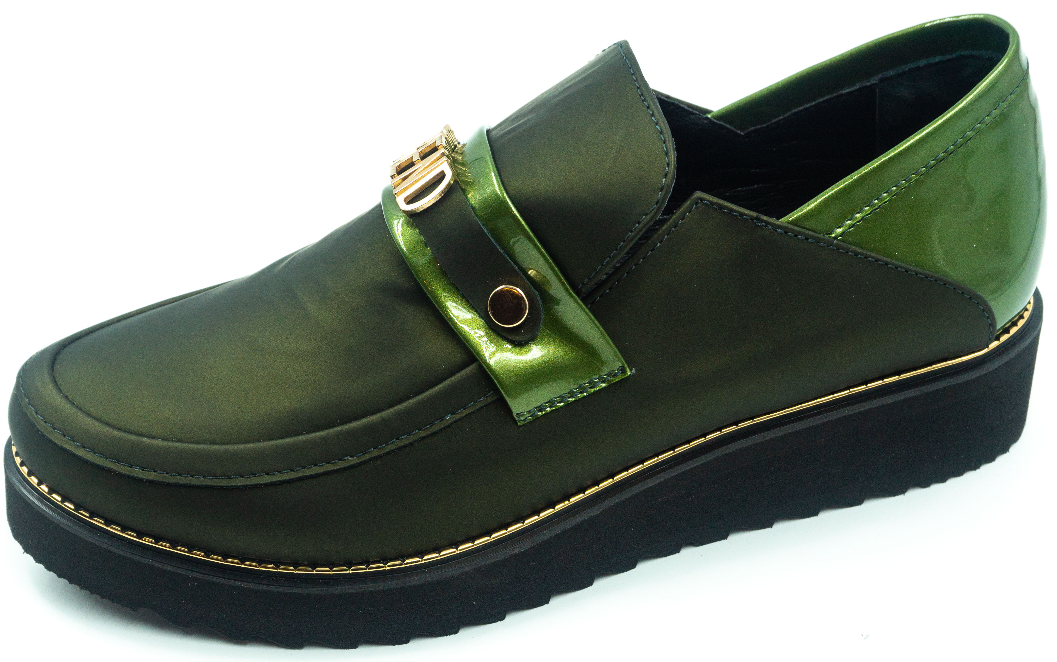 Женские слипоны Gina 6536 зел.лак