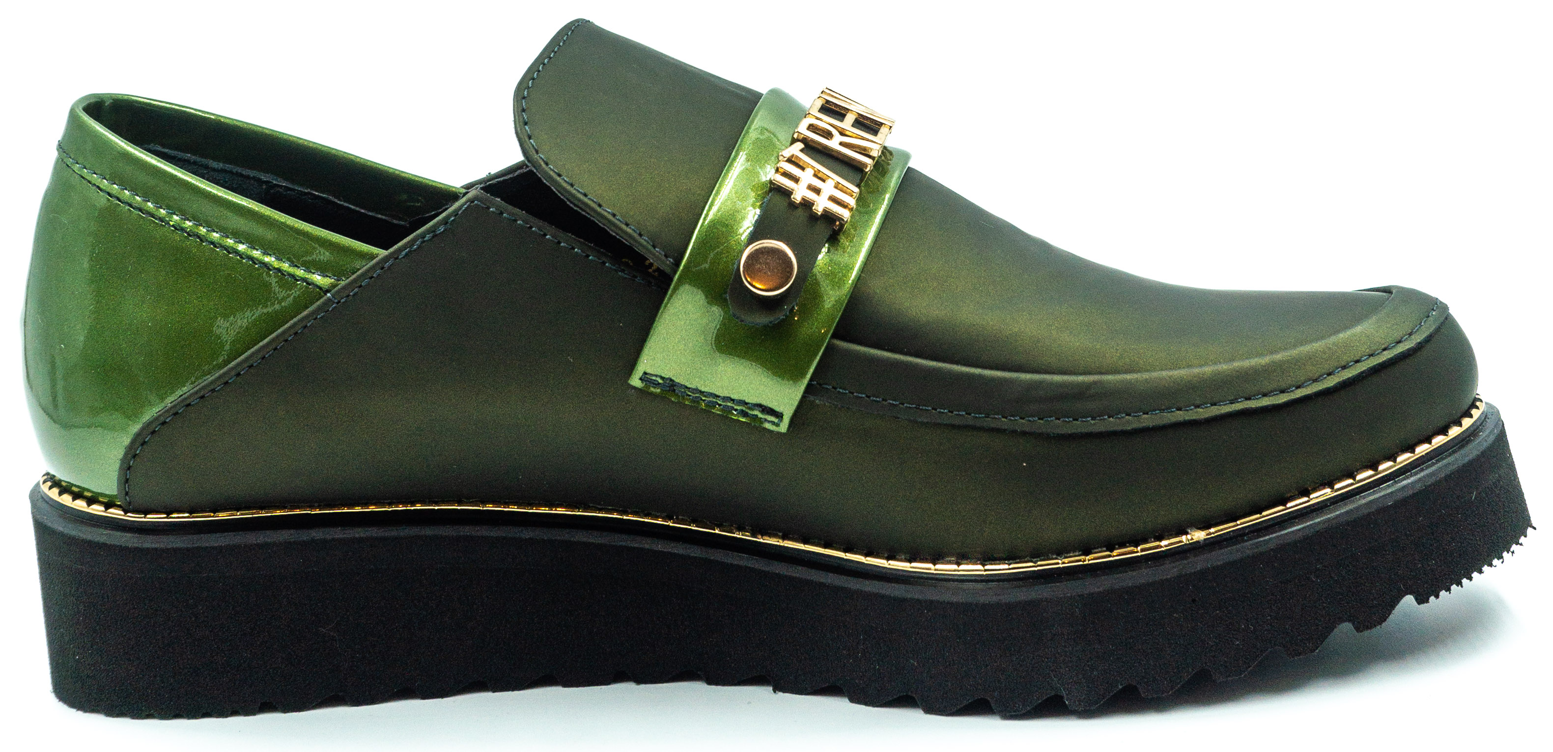 Женские слипоны Gina 6536 зел.лак