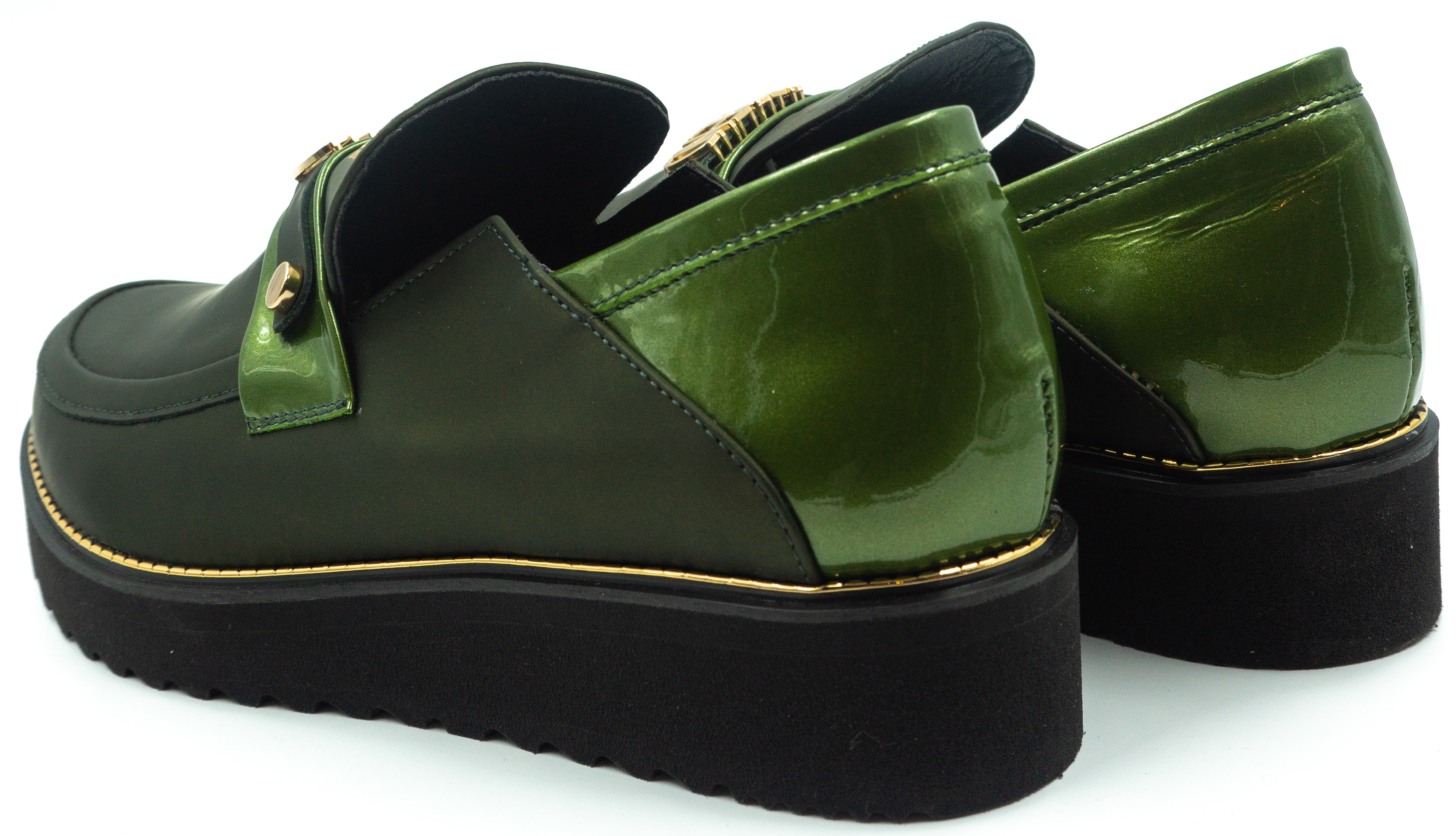 Женские слипоны Gina 6536 зел.лак