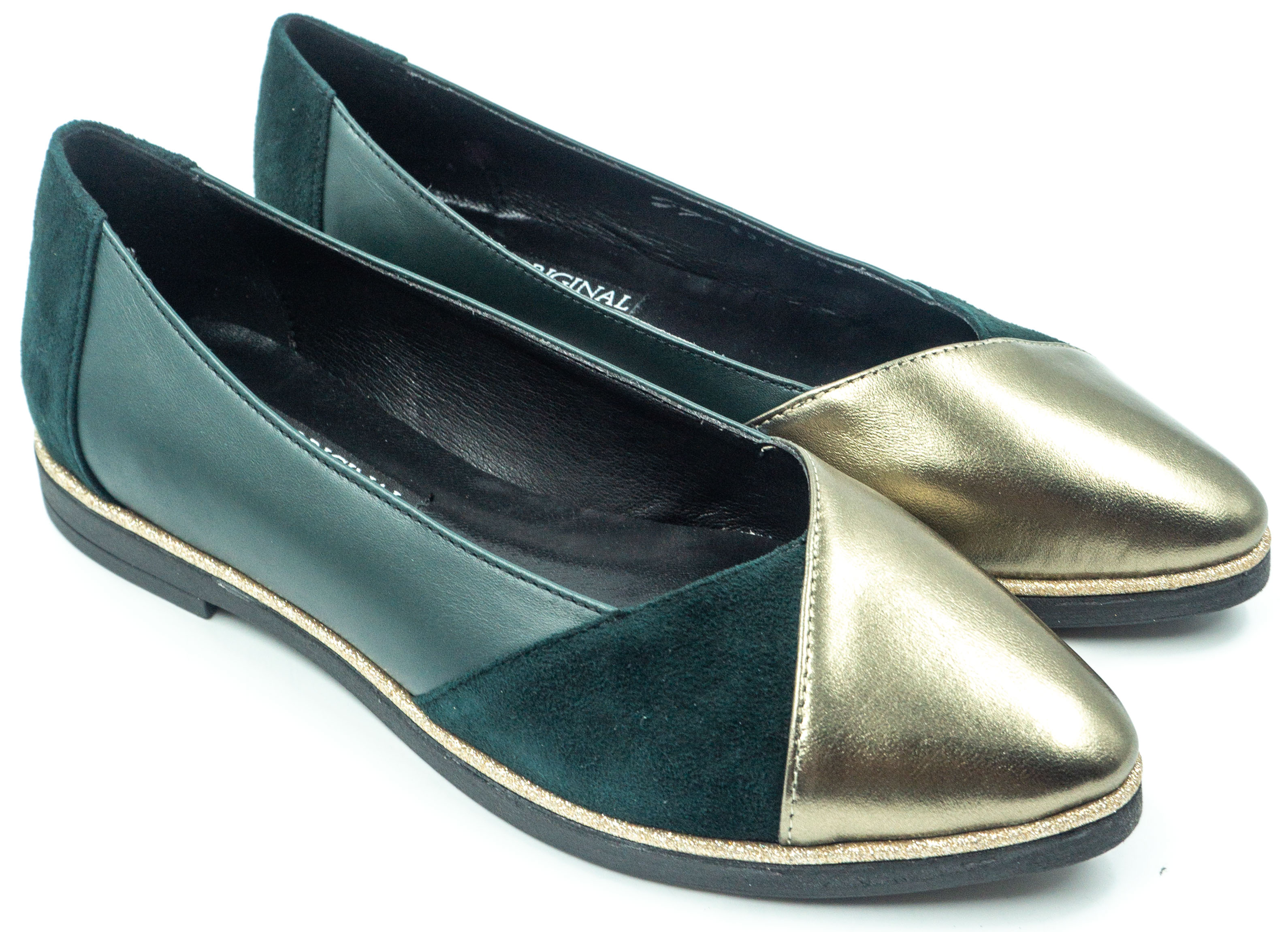 Женские балетки Gina 6927 зел.шк.